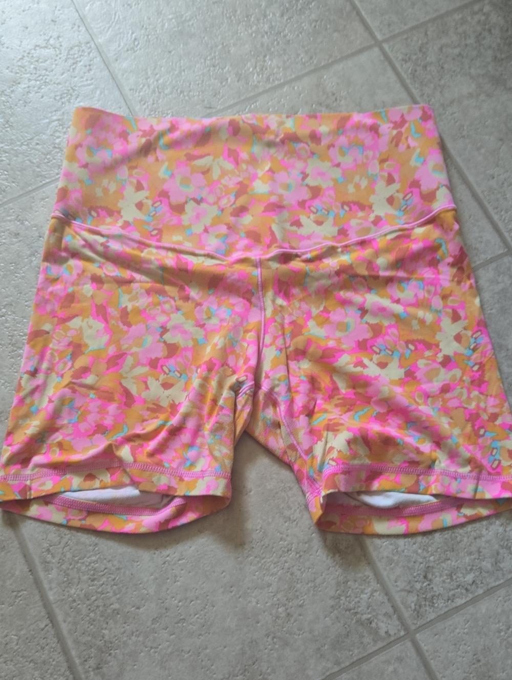 aerie High-Rise Floral Bike Shorts in Pink and Yellow